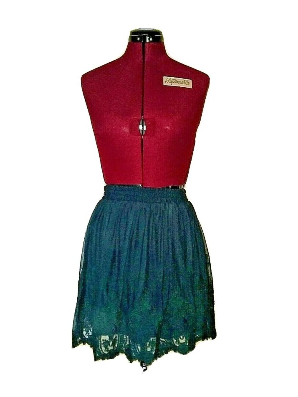 FOREVER 21 Women’s Green Embroidered Tulle Skirt Size XS Elastic Waistband